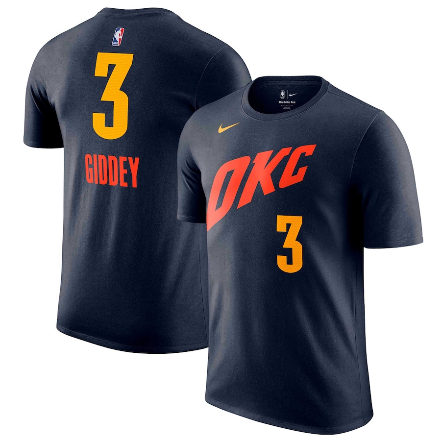 Men's Oklahoma City Thunder Josh Giddey Navy 2023/24 City Edition Nike T-Shirt Men's Oklahoma City Thunder Josh Giddey Navy 2023/24 City Edition Nike T-Shirt