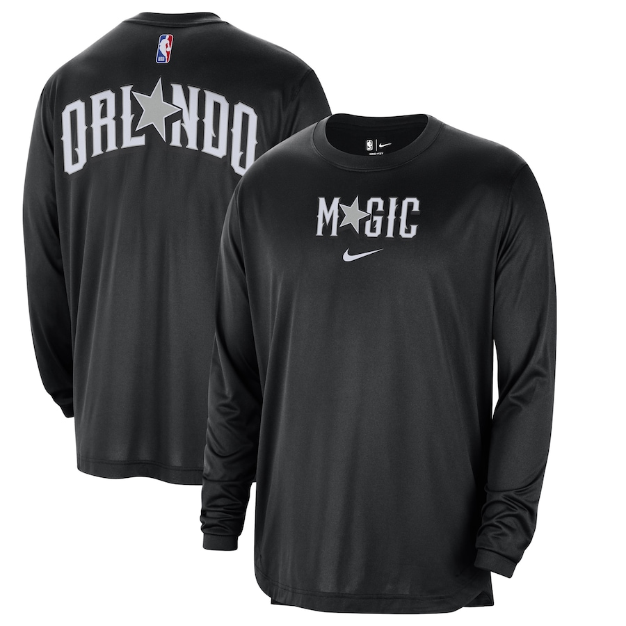 Men's Orlando Magic Black 2023/24 City Edition Authentic Pregame Performance Long Sleeve Shooting Nike T-Shirt