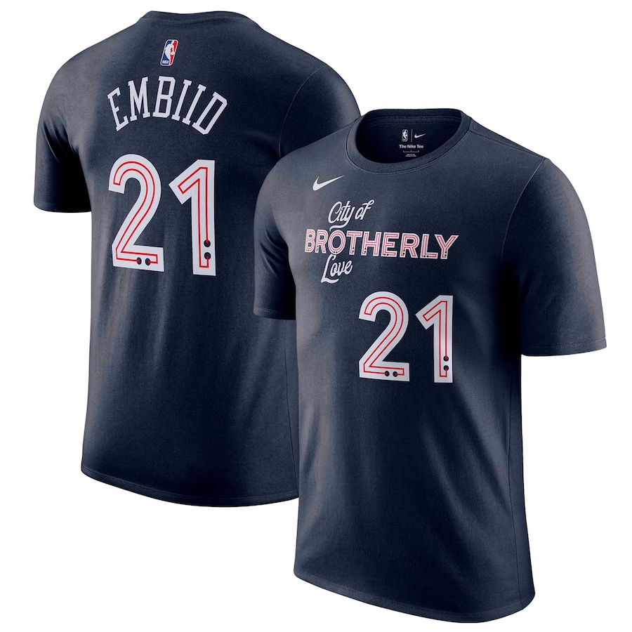 Men's Philadelphia 76ers Joel Embiid Navy 2023/24 City Edition Nike T-Shirt