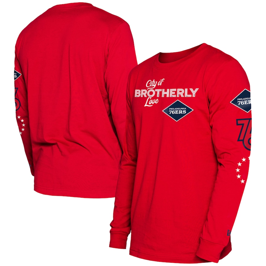 Men's Philadelphia 76ers Red 2023/24 City Edition New Era Long Sleeve T-Shirt