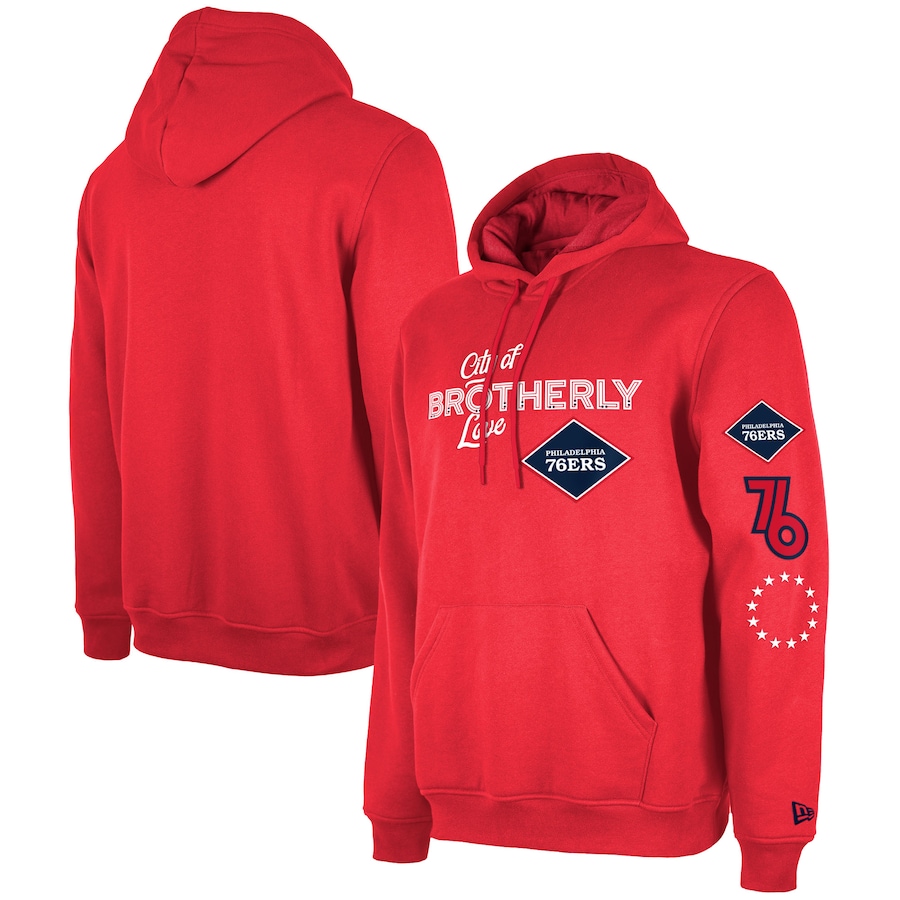 Men's Philadelphia 76ers Red Big & Tall Size 2023/24 City Edition New Era Pullover Hoodie