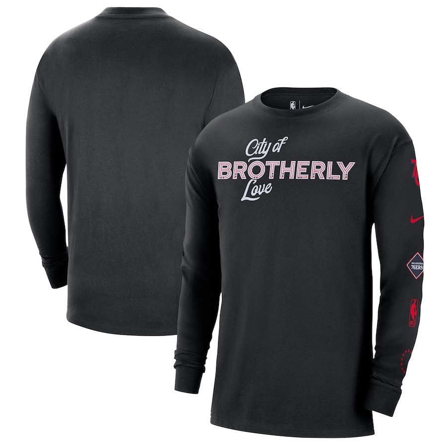 Men's Philadelphia 76ers Black 2023/24 City Edition Max90 Expressive Long Sleeve Nike T-Shirt