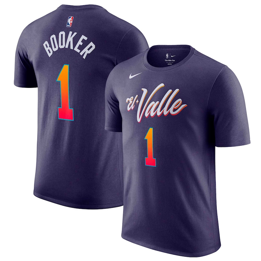 Men's Phoenix Suns Devin Booker Purple 2023/24 City Edition Nike T-Shirt Men's Phoenix Suns Devin Booker Purple 2023/24 City Edition Nike T-Shirt