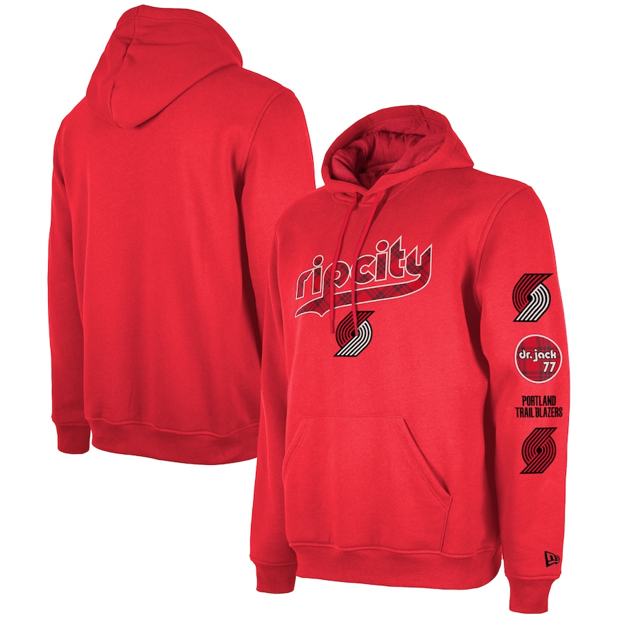 Men's Portland Trail Blazers Red 2023/24 City Edition New Era Pullover Hoodie