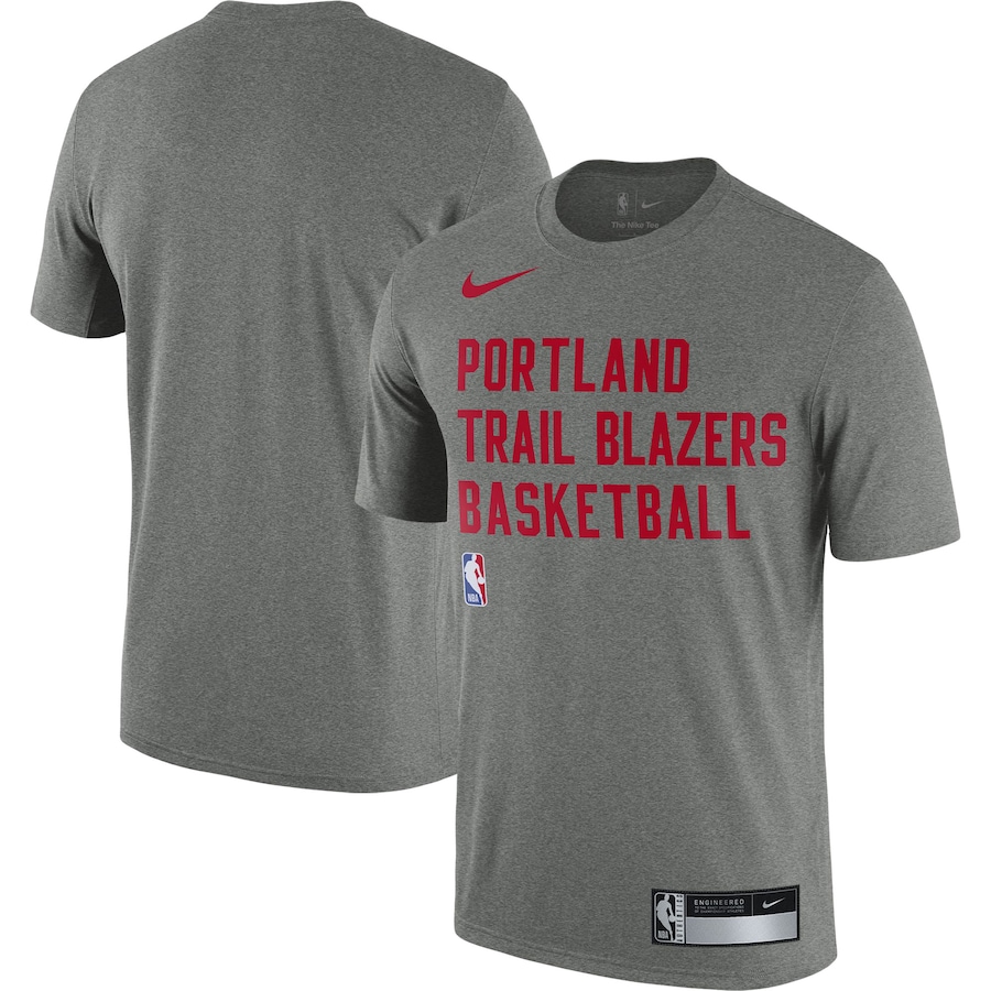 Men's Portland Trail Blazers Heather Gray 2023/24 Sideline Legend Performance Practice Nike T-Shirt
