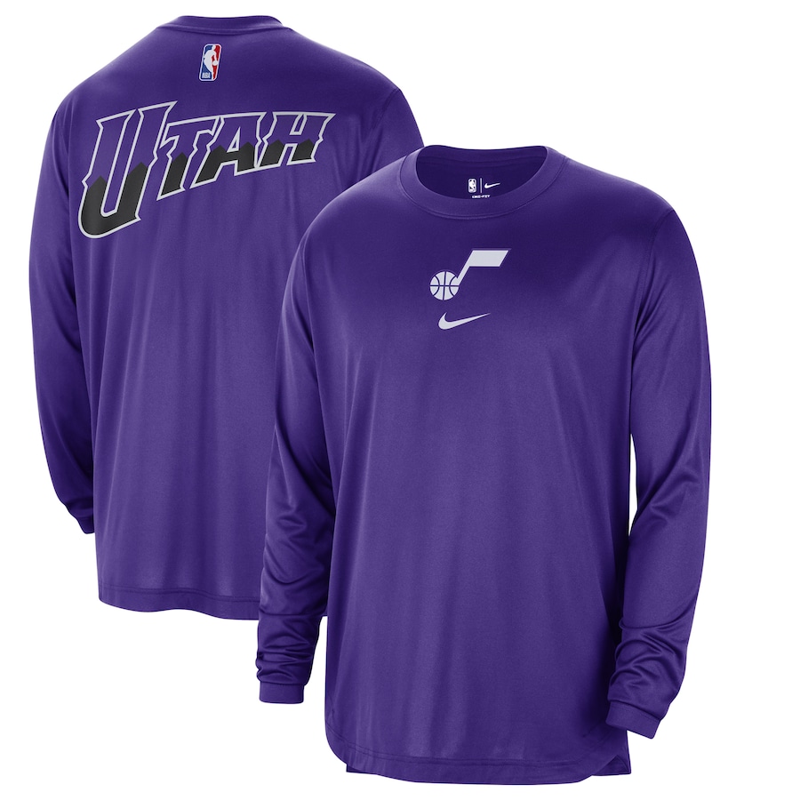 Men's Utah Jazz Purple 2023/24 City Edition Authentic Pregame Performance Long Sleeve Shooting Nike T-Shirt