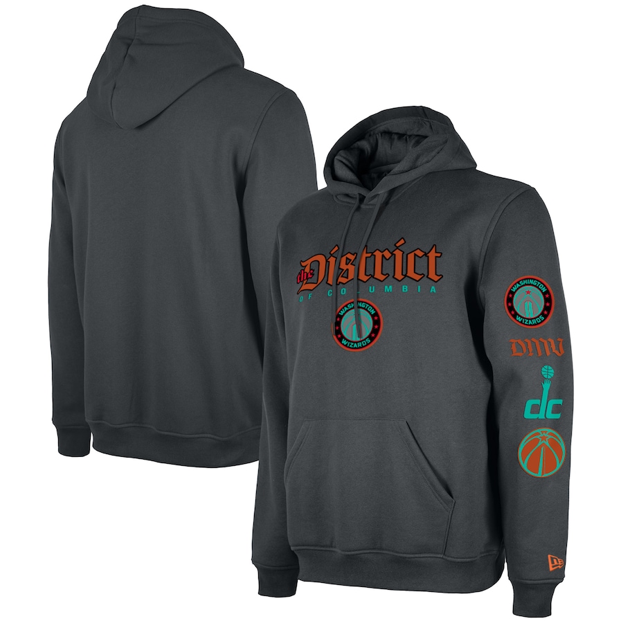Men's Washington Wizards Gray Big & Tall Size 2023/24 City Edition New Era Pullover Hoodie