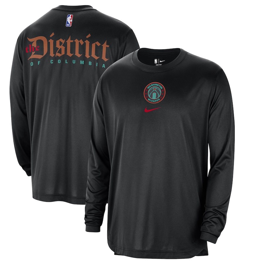 Men's Washington Wizards Black 2023/24 City Edition Authentic Pregame Performance Long Sleeve Shooting Nike T-Shirt Men's Washington Wizards Black 2023/24 City Edition Authentic Pregame Performance Long Sleeve Shooting Nike T-Shirt