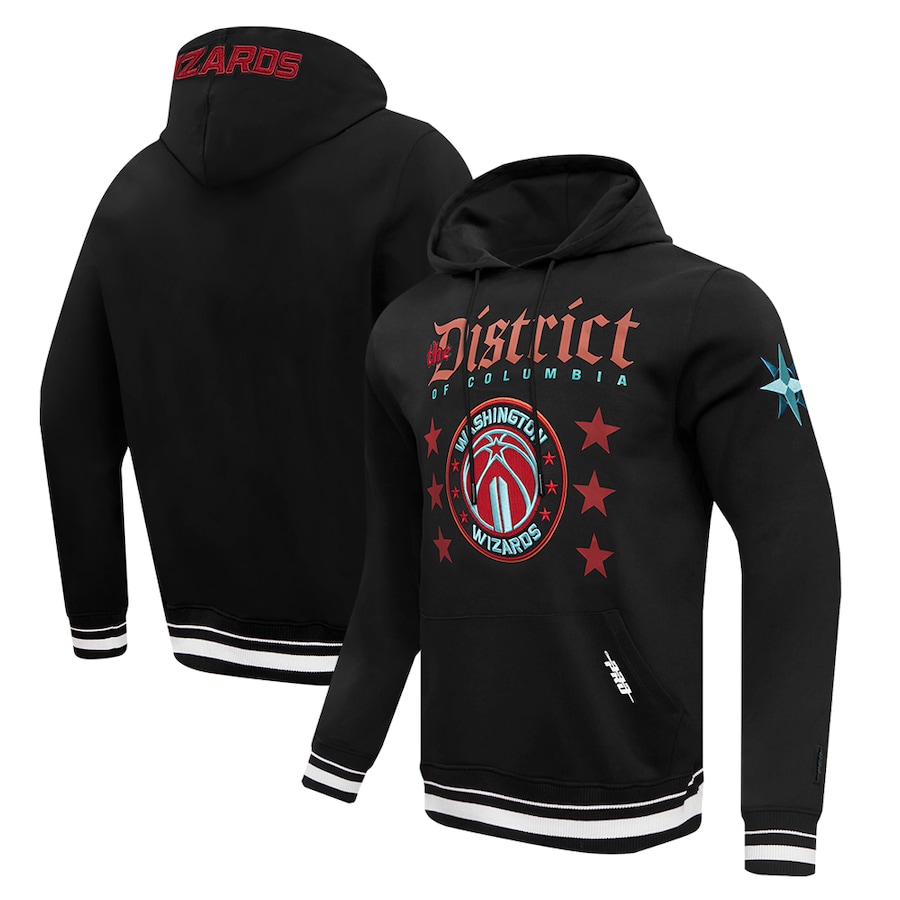 Men's Washington Wizards Black 2023/24 City Edition Pro Standard Pullover Hoodie Men's Washington Wizards Black 2023/24 City Edition Pro Standard Pullover Hoodie