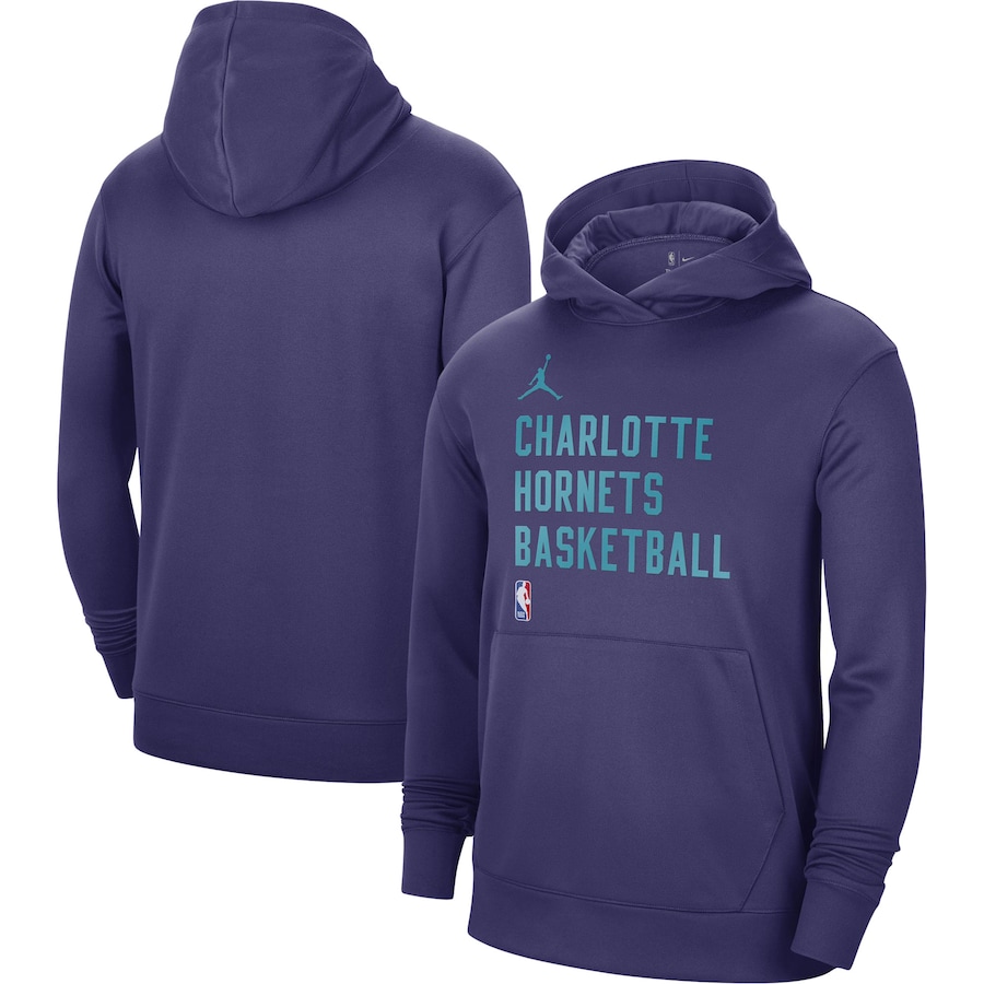 Men's Charlotte Hornets Jordan Brand Purple 2023/24 Performance Spotlight On-Court Practice Pullover Hoodie