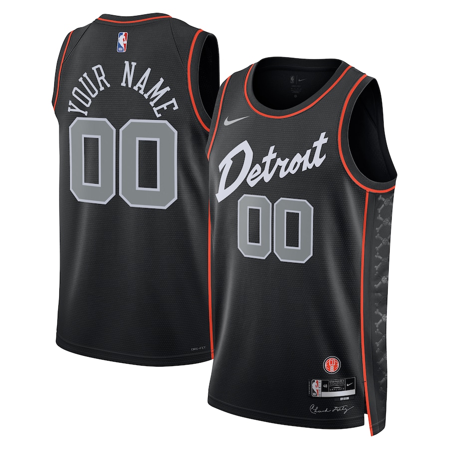 Men's Detroit Pistons Black Custom Swingman 2023/24 City Edition Nike Jersey