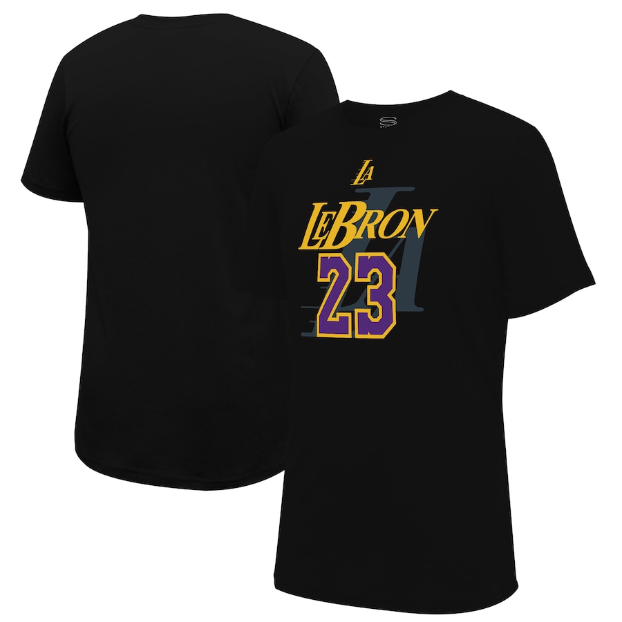 Men's Los Angeles Lakers LeBron James Stadium Essentials Black 2023/24 City Edition Player Graphic T-Shirt