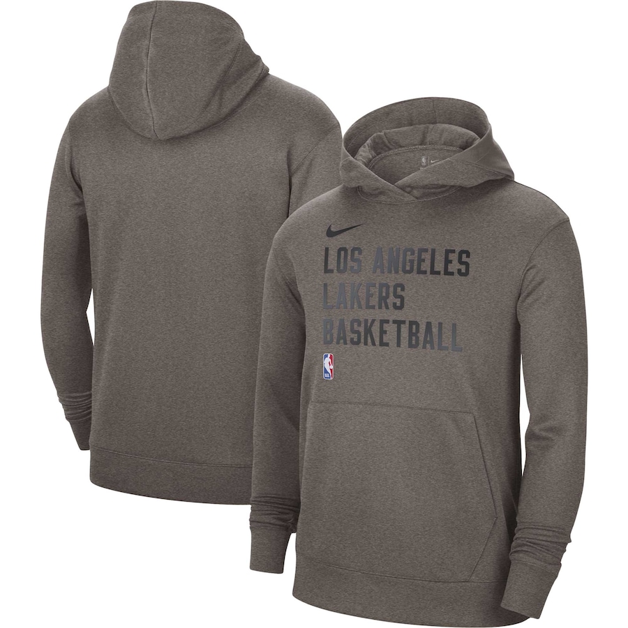 Men's Los Angeles Lakers Olive 2023/24 Performance Spotlight On-Court Practice Nike Pullover Hoodie