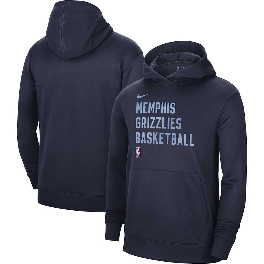 Men's Memphis Grizzlies Navy 2023/24 Performance Spotlight On-Court Practice Nike Pullover Hoodie