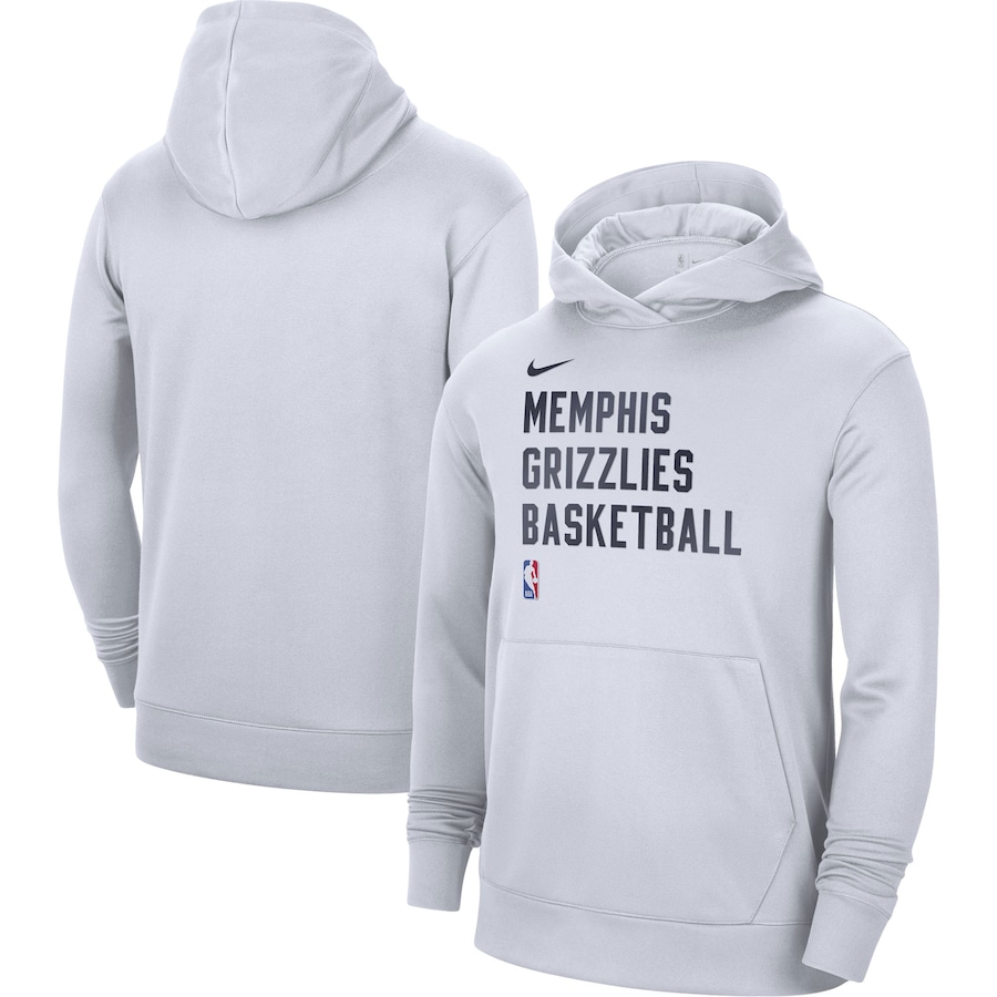 Men's Memphis Grizzlies White 2023/24 Performance Spotlight On-Court Practice Nike Pullover Hoodie