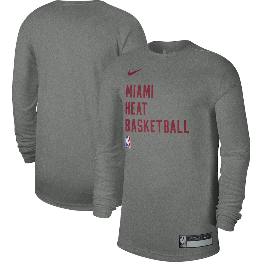 Men's Miami Heat Heather Gray 2023/24 Legend On-Court Practice Long Sleeve Nike T-Shirt