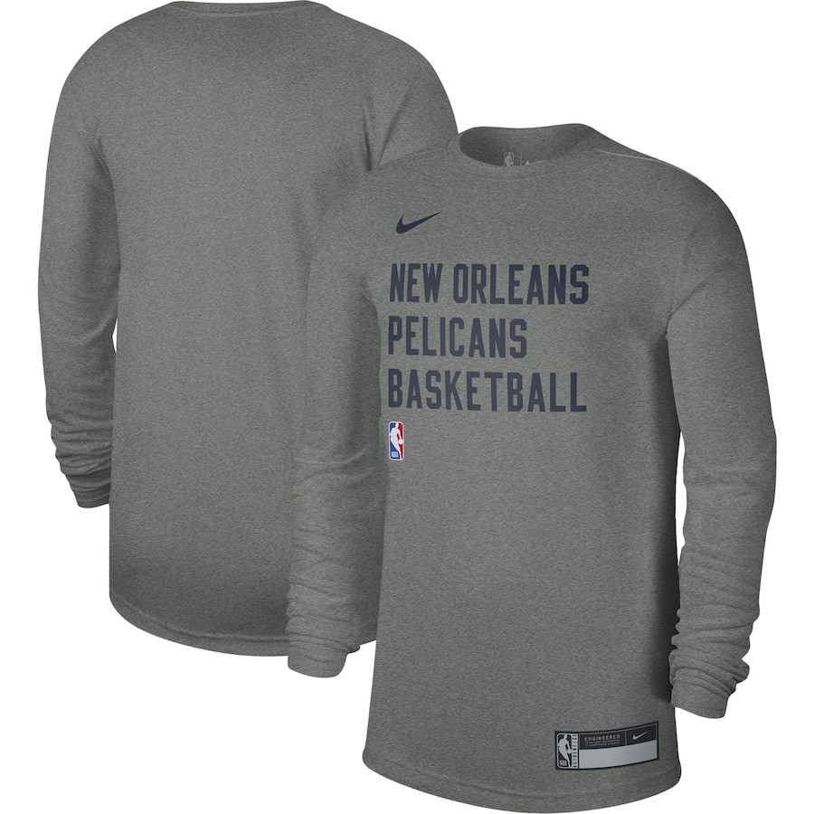 Men's New Orleans Pelicans Heather Gray 2023/24 Legend On-Court Practice Long Sleeve Nike T-Shirt