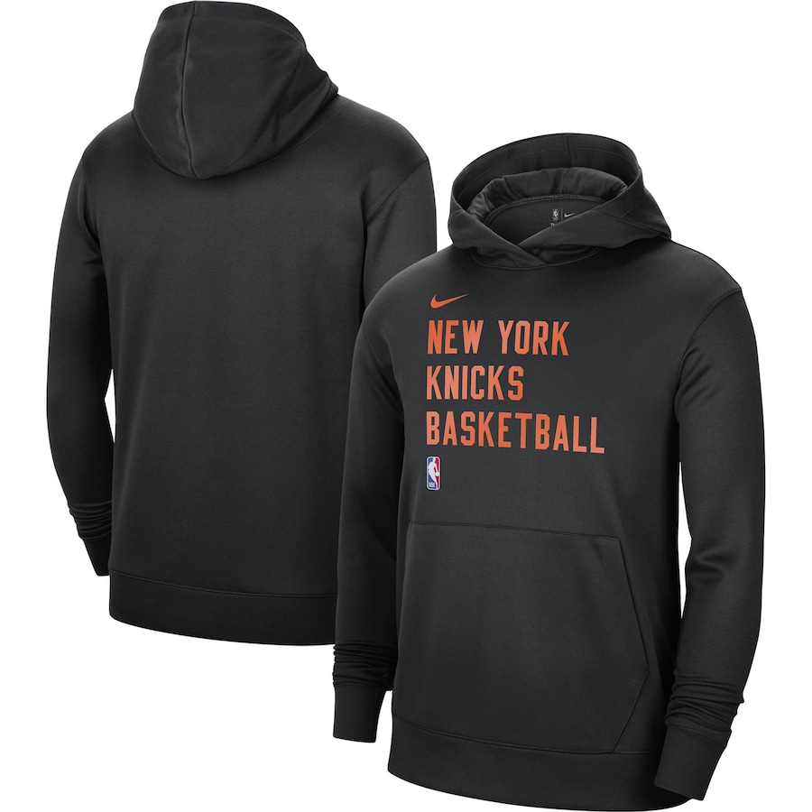 Men's New York Knicks Black 2023/24 Performance Spotlight On-Court Practice Nike Pullover Hoodie