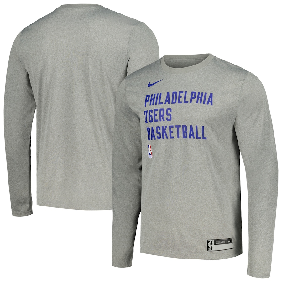 Men's Philadelphia 76ers Heather Gray 2023/24 Legend On-Court Practice Long Sleeve Nike T-Shirt