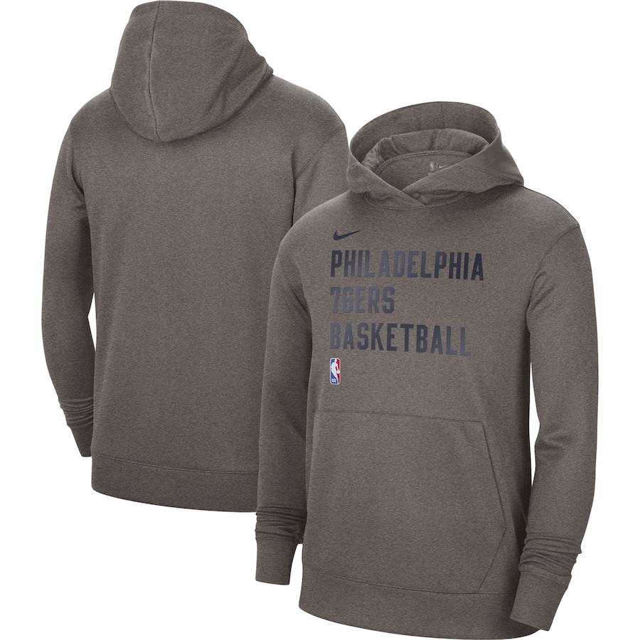 Men's Philadelphia 76ers Heather Gray 2023/24 Performance Spotlight On-Court Practice Nike Pullover Hoodie