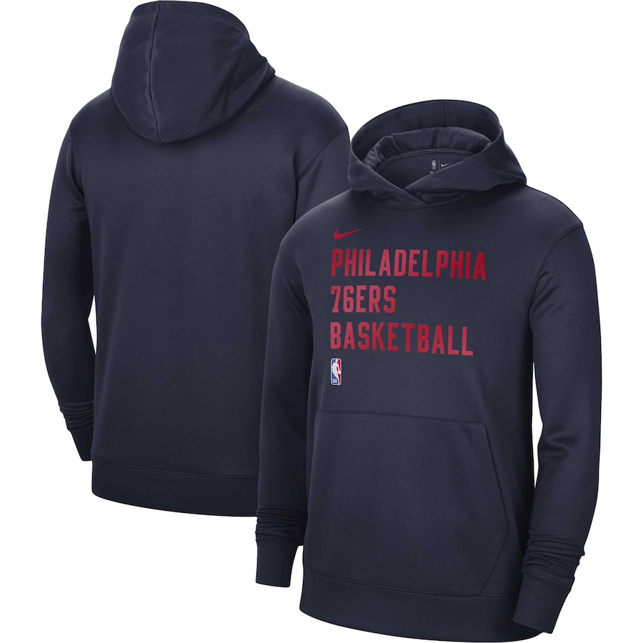 Men's Philadelphia 76ers Navy 2023/24 Performance Spotlight On-Court Practice Nike Pullover Hoodie