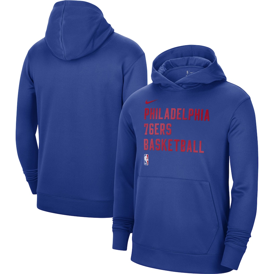 Men's Philadelphia 76ers Royal 2023/24 Performance Spotlight On-Court Practice Nike Pullover Hoodie