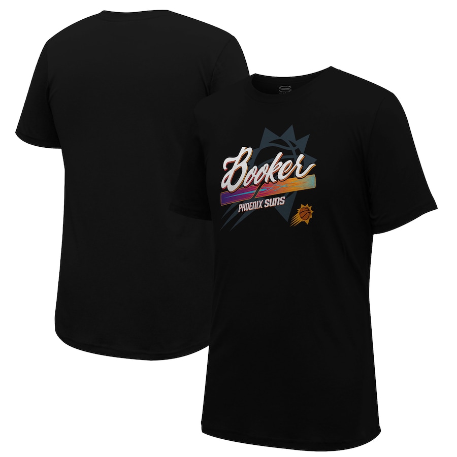 Men's Phoenix Suns Devin Booker Stadium Essentials Black 2023/24 City Edition Player Graphic T-Shirt