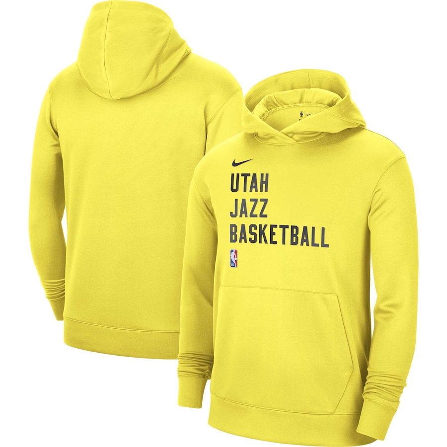 Women's Utah Jazz Yellow 2023/24 Performance Spotlight On-Court Practice Nike Pullover Hoodie