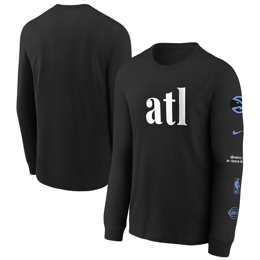 Child's Atlanta Hawks Black 2023/24 City Edition Max90 Long Sleeve Nike T-Shirt Child's Atlanta Hawks Black 2023/24 City Edition Max90 Long Sleeve Nike T-Shirt