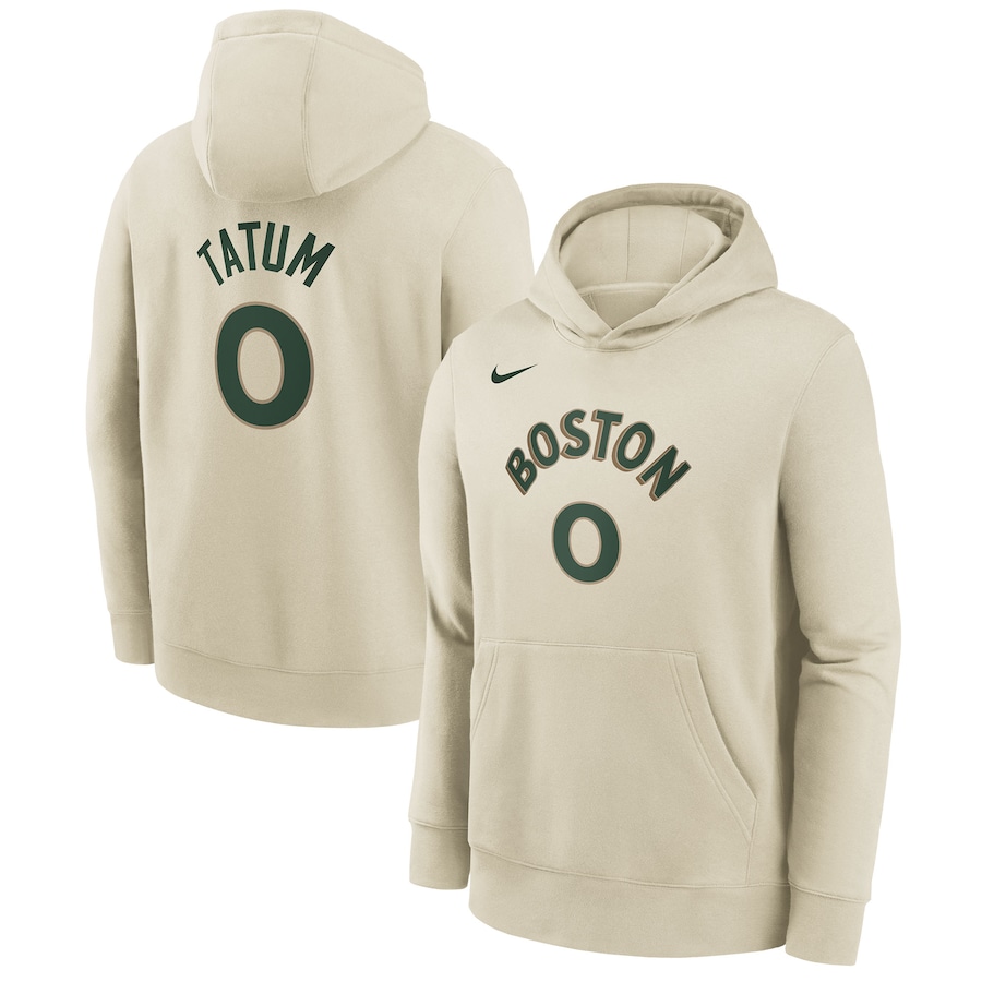 Child's Boston Celtics Jayson Tatum Cream 2023/24 City Edition Nike Pullover Hoodie Child's Boston Celtics Jayson Tatum Cream 2023/24 City Edition Nike Pullover Hoodie