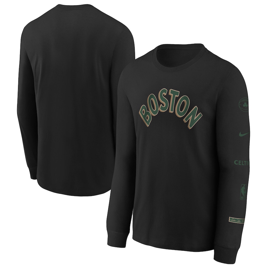 Child's Boston Celtics Black 2023/24 City Edition Max90 Long Sleeve Nike T-Shirt Child's Boston Celtics Black 2023/24 City Edition Max90 Long Sleeve Nike T-Shirt
