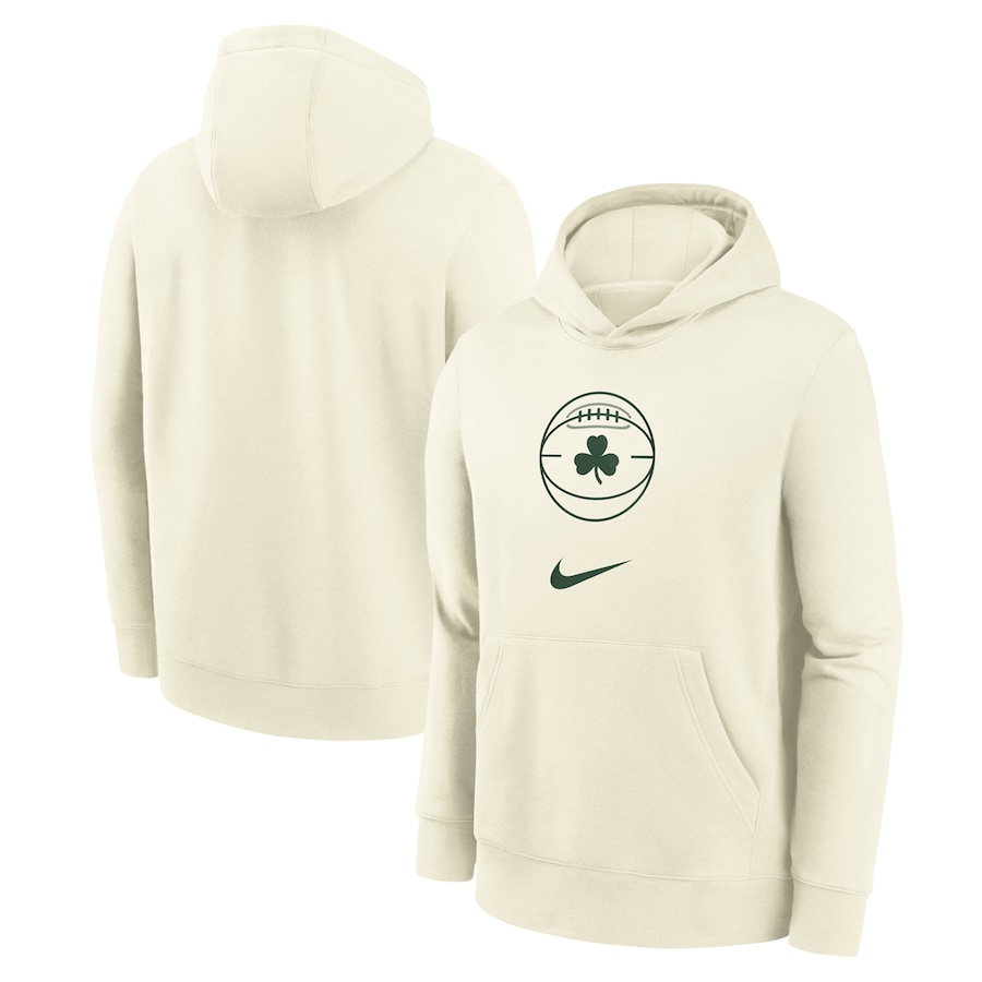 Child's Boston Celtics Cream 2023/24 City Edition Essential Nike Pullover Hoodie Child's Boston Celtics Cream 2023/24 City Edition Essential Nike Pullover Hoodie