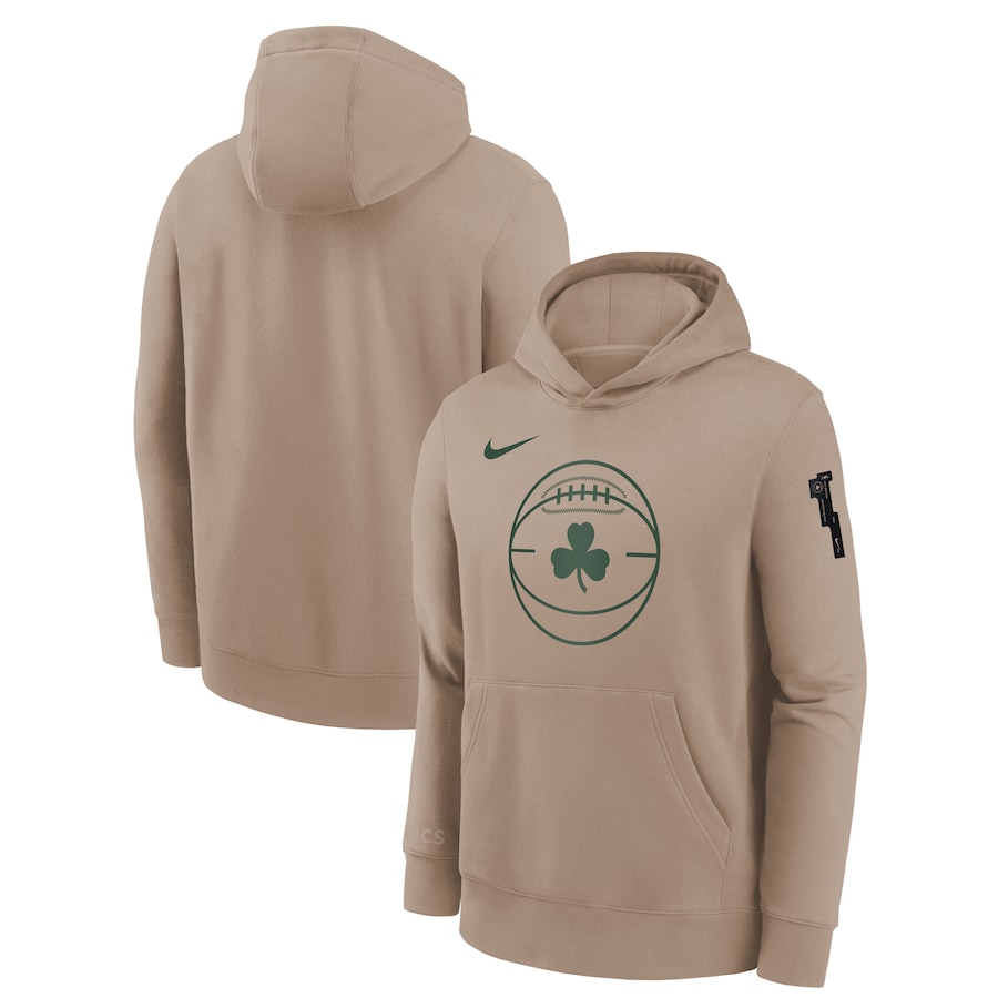 Child's Boston Celtics Khaki 2023/24 City Edition Courtside Nike Pullover Hoodie Child's Boston Celtics Khaki 2023/24 City Edition Courtside Nike Pullover Hoodie