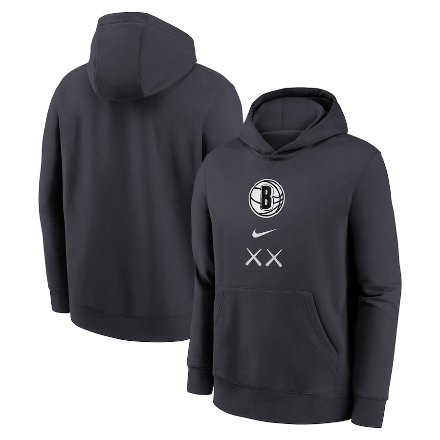 Child's Brooklyn Nets Gray 2023/24 City Edition Essential Nike Pullover Hoodie