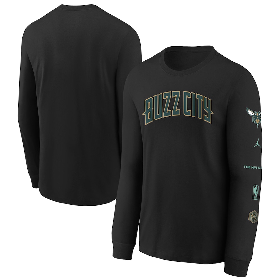 Child's Charlotte Hornets Jordan Brand Black 2023/24 City Edition Max90 Long Sleeve T-Shirt Child's Charlotte Hornets Jordan Brand Black 2023/24 City Edition Max90 Long Sleeve T-Shirt