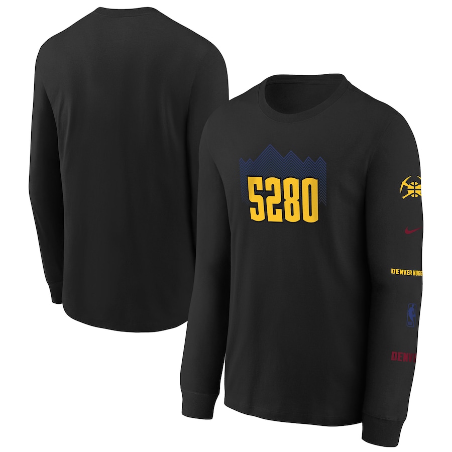 Child's Denver Nuggets Black 2023/24 City Edition Max90 Long Sleeve Nike T-Shirt