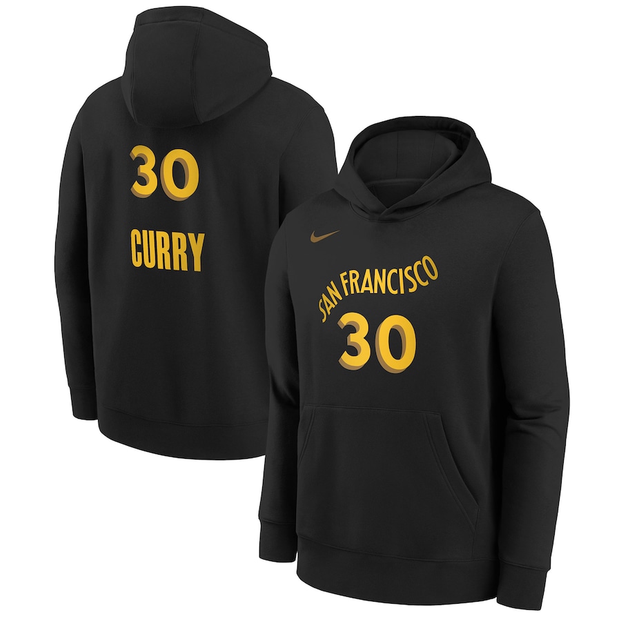 Child's Golden State Warriors Stephen Curry Black 2023/24 City Edition Nike Pullover Hoodie Child's Golden State Warriors Stephen Curry Black 2023/24 City Edition Nike Pullover Hoodie