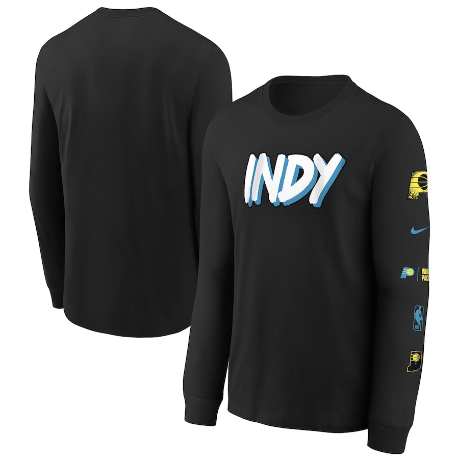 Child's Indiana Pacers Black 2023/24 City Edition Max90 Long Sleeve Nike T-Shirt