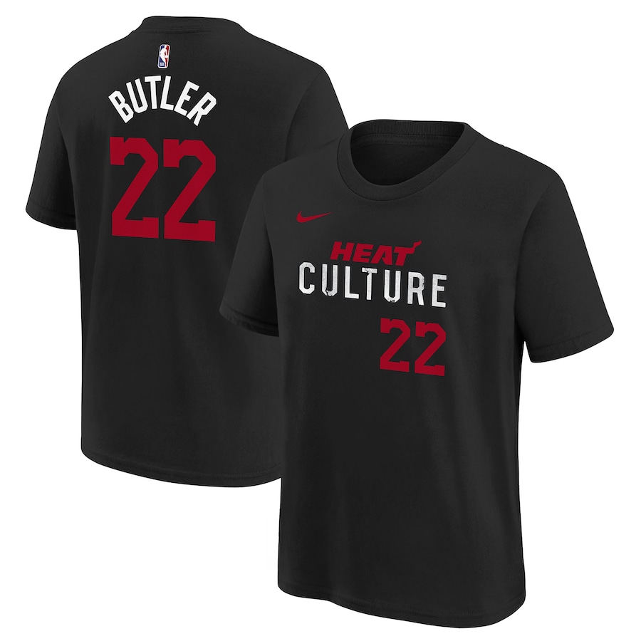 Child's Miami Heat Jimmy Butler Black 2023/24 City Edition Nike T-Shirt