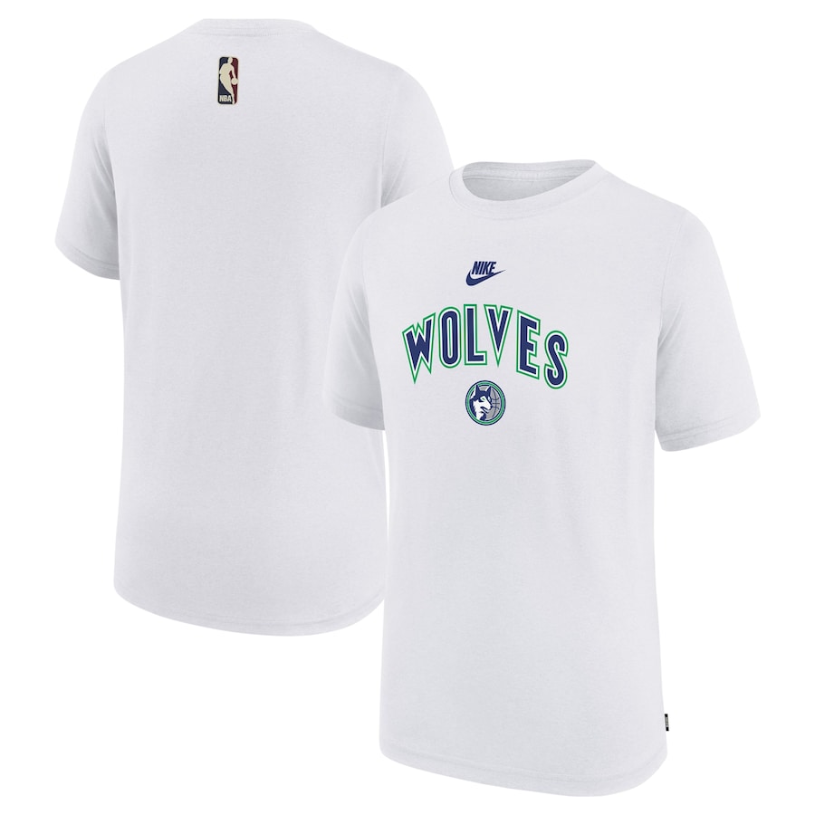 Child's Minnesota Timberwolves NBA White 2023/24 Classic Edition Authentic Pregame Shooting Nike T-Shirt