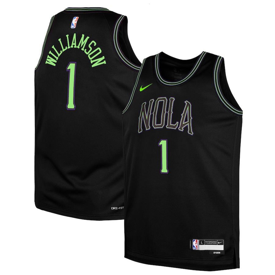 Child's New Orleans Pelicans Zion Williamson Black Swingman Replica 2023/24 City Edition Nike Jersey