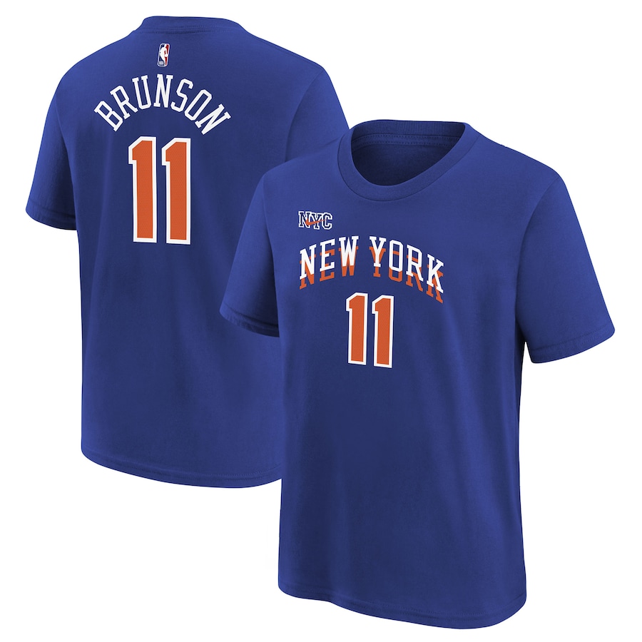Child's New York Knicks Jalen Brunson Blue 2023/24 City Edition Nike T-Shirt