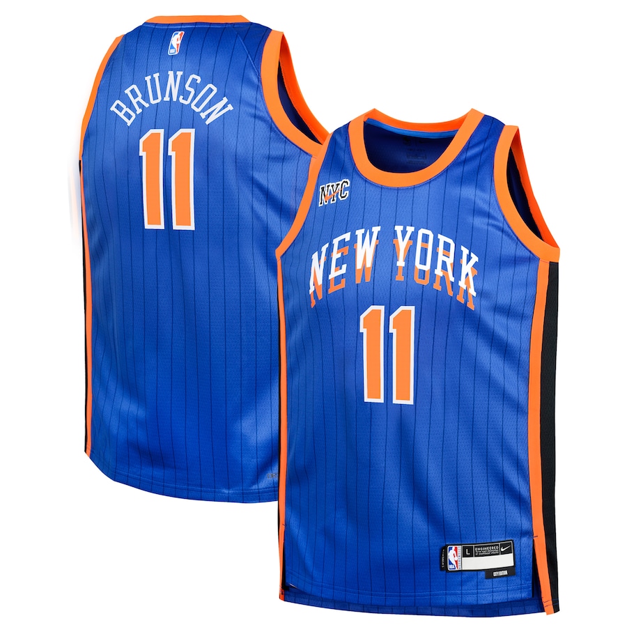 Child's New York Knicks Jalen Brunson Blue Swingman Replica 2023/24 City Edition Nike Jersey