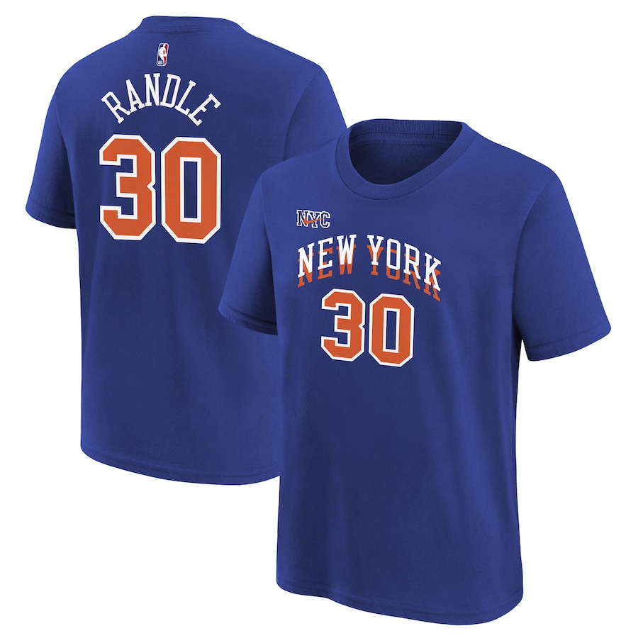 Child's New York Knicks Julius Randle Blue 2023/24 City Edition Nike T-Shirt Child's New York Knicks Julius Randle Blue 2023/24 City Edition Nike T-Shirt