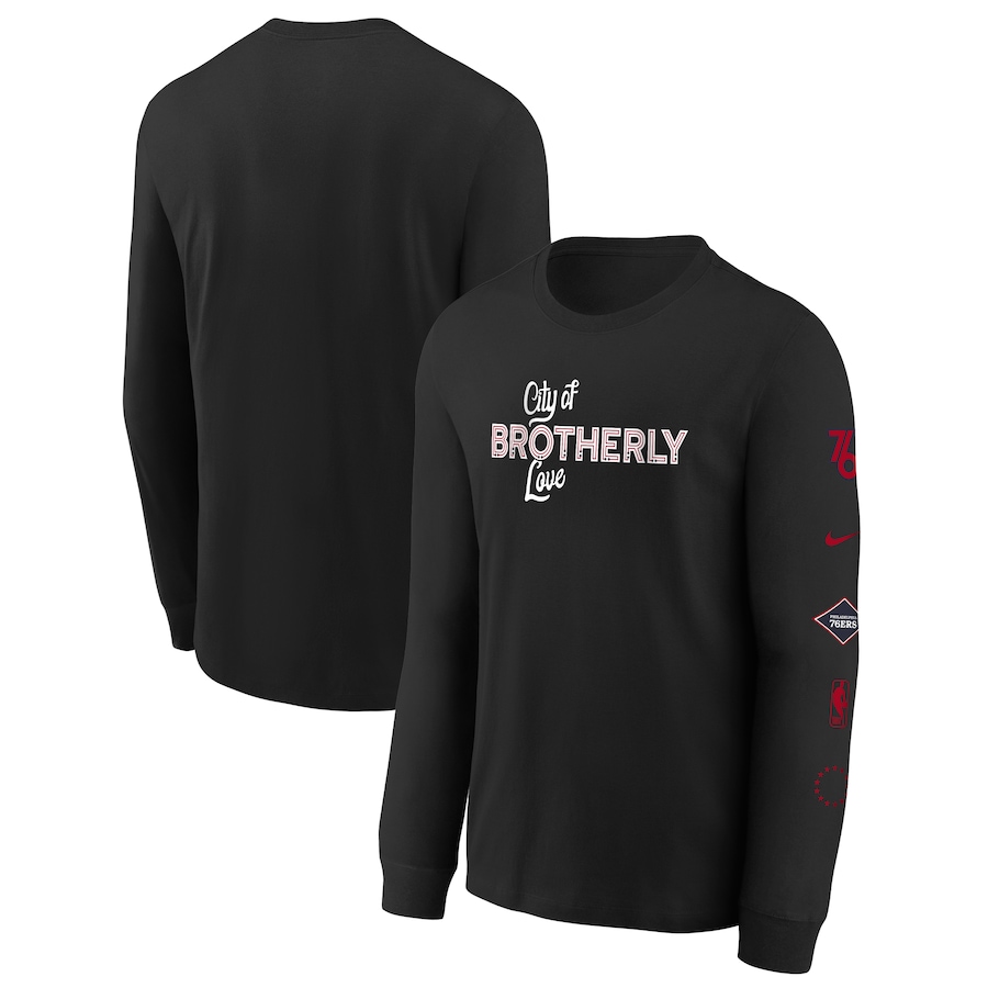 Child's Philadelphia 76ers Black 2023/24 City Edition Max90 Long Sleeve Nike T-Shirt
