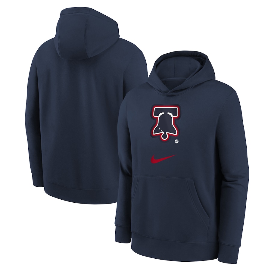 Child's Philadelphia 76ers Navy 2023/24 City Edition Essential Nike Pullover Hoodie