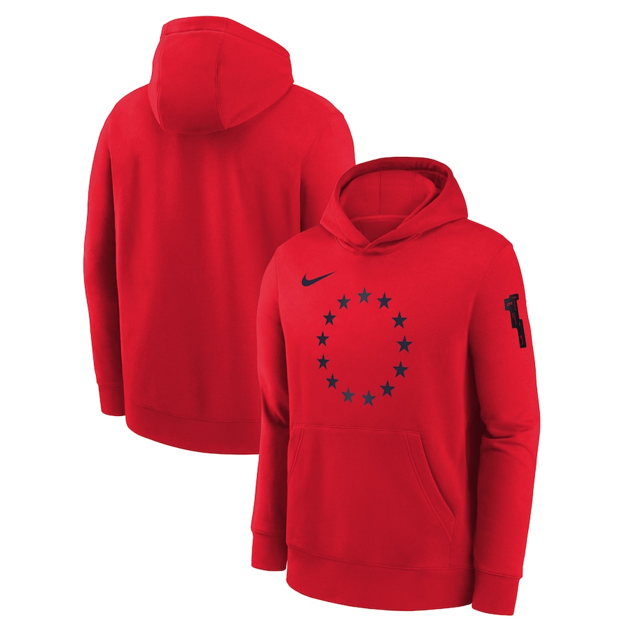 Child's Philadelphia 76ers Red 2023/24 City Edition Courtside Nike Pullover Hoodie