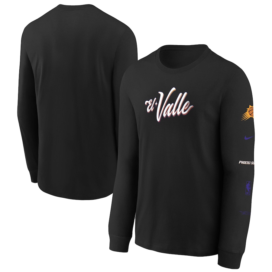 Child's Phoenix Suns Black 2023/24 City Edition Max90 Long Sleeve Nike T-Shirt