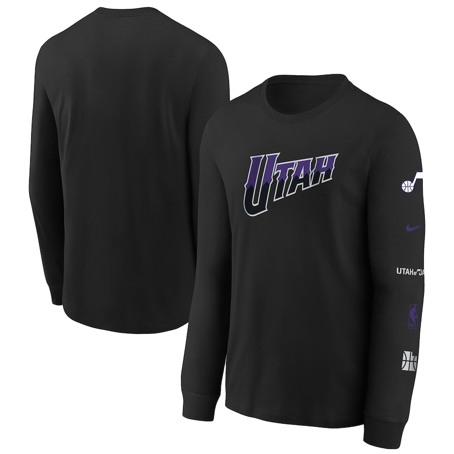 Child's Utah Jazz Black 2023/24 City Edition Max90 Long Sleeve Nike T-Shirt