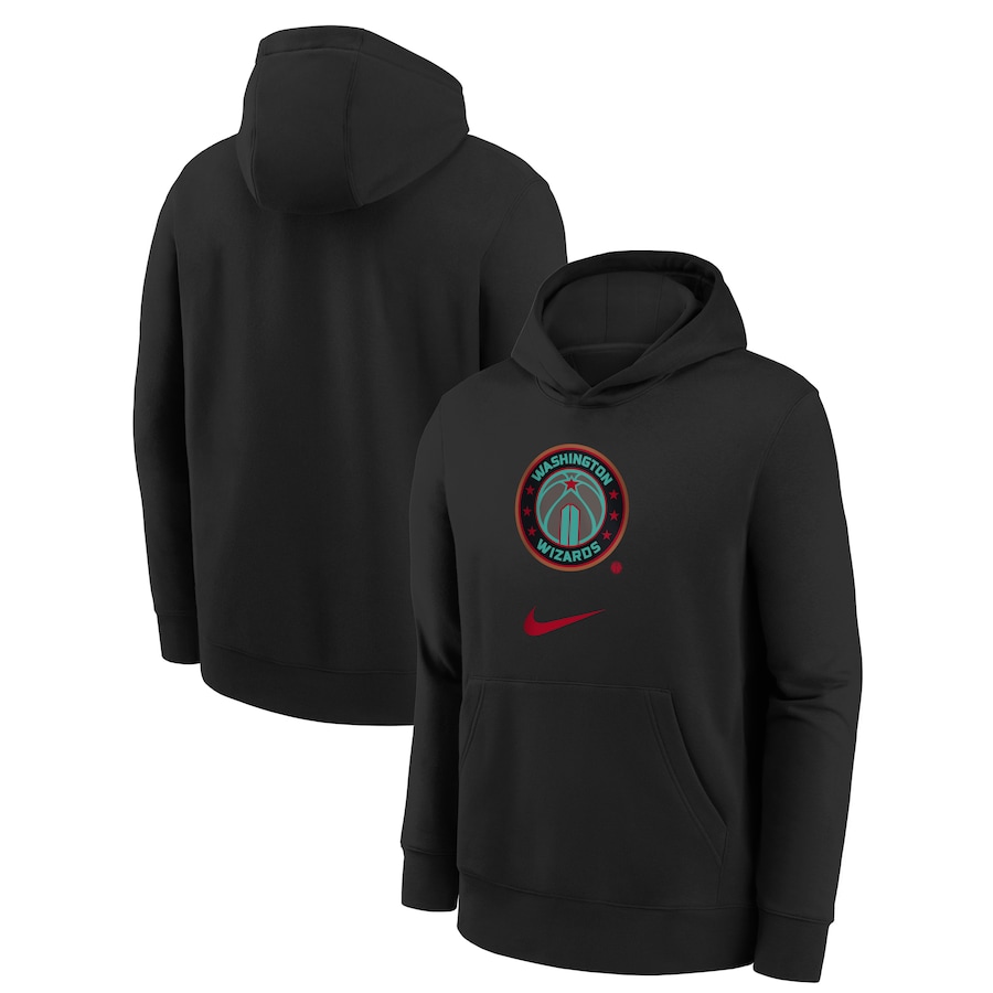 Child's Washington Wizards Black 2023/24 City Edition Essential Nike Pullover Hoodie